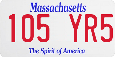 MA license plate 105YR5