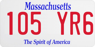 MA license plate 105YR6