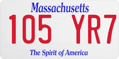 MA license plate 105YR7