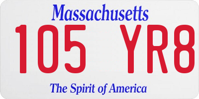 MA license plate 105YR8