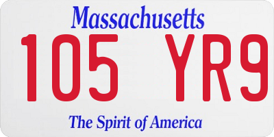 MA license plate 105YR9