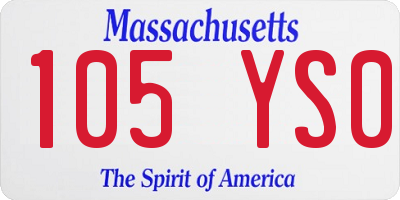 MA license plate 105YS0