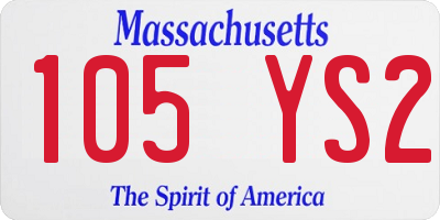 MA license plate 105YS2