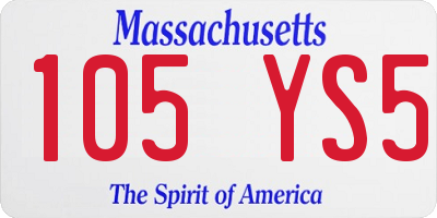 MA license plate 105YS5