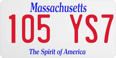 MA license plate 105YS7