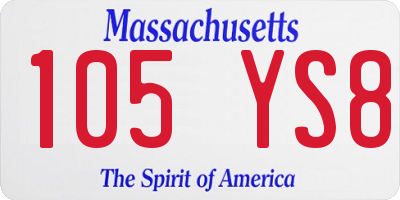 MA license plate 105YS8