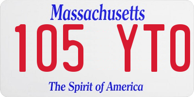 MA license plate 105YT0