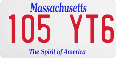MA license plate 105YT6
