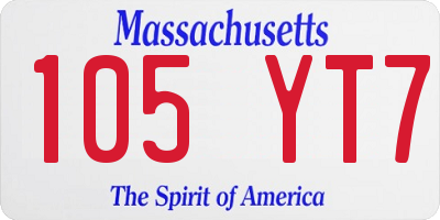 MA license plate 105YT7