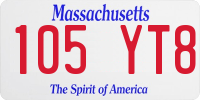 MA license plate 105YT8