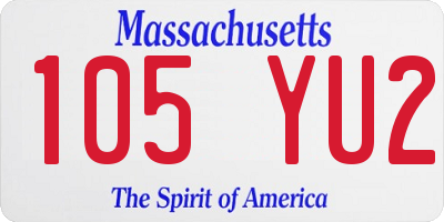 MA license plate 105YU2