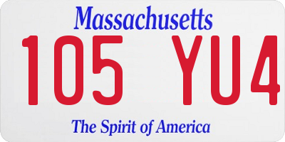 MA license plate 105YU4