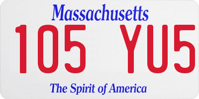 MA license plate 105YU5