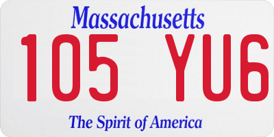 MA license plate 105YU6
