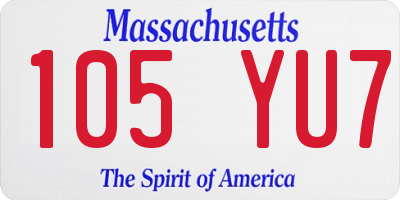 MA license plate 105YU7