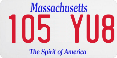 MA license plate 105YU8