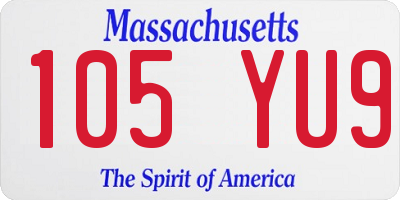 MA license plate 105YU9