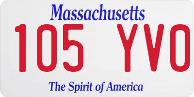 MA license plate 105YV0