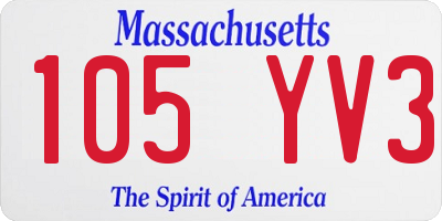 MA license plate 105YV3