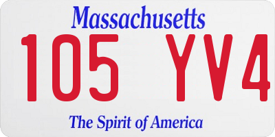 MA license plate 105YV4