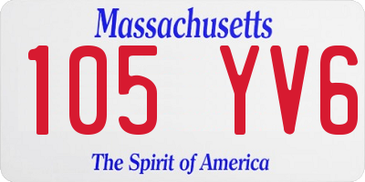 MA license plate 105YV6