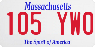 MA license plate 105YW0