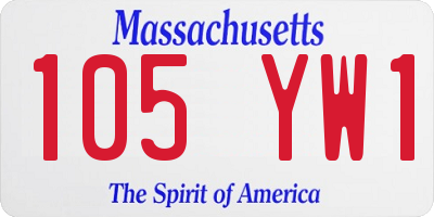 MA license plate 105YW1