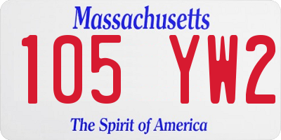 MA license plate 105YW2