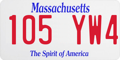 MA license plate 105YW4