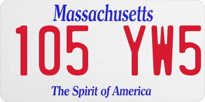 MA license plate 105YW5
