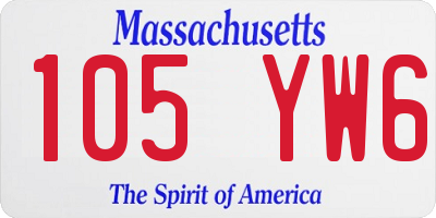 MA license plate 105YW6