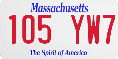 MA license plate 105YW7