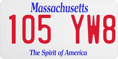 MA license plate 105YW8