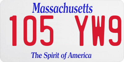 MA license plate 105YW9