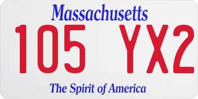 MA license plate 105YX2