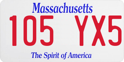 MA license plate 105YX5