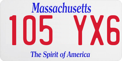 MA license plate 105YX6