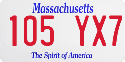 MA license plate 105YX7