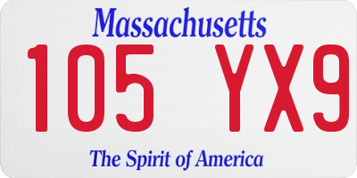 MA license plate 105YX9