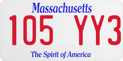 MA license plate 105YY3