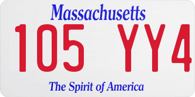 MA license plate 105YY4
