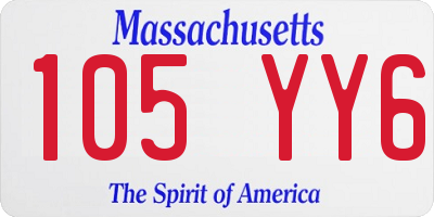 MA license plate 105YY6