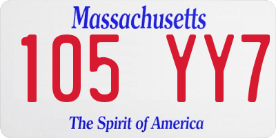 MA license plate 105YY7