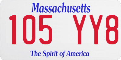 MA license plate 105YY8