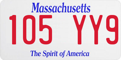 MA license plate 105YY9