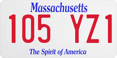 MA license plate 105YZ1