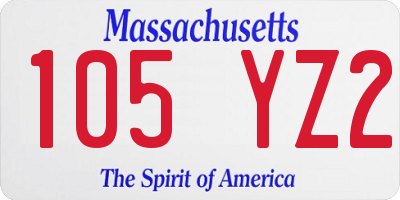 MA license plate 105YZ2