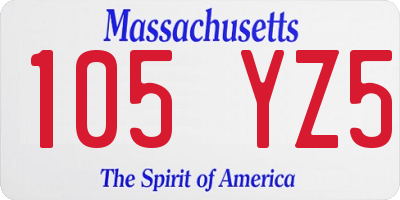 MA license plate 105YZ5