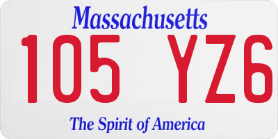 MA license plate 105YZ6