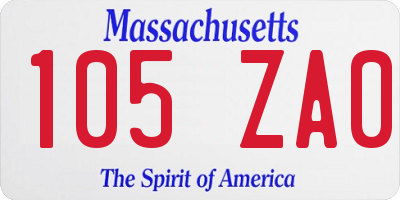 MA license plate 105ZA0